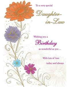 Daughter In Law Birthday Card. 23x15cm (9x6 Inches)