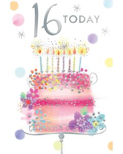 Girsl Age 16 Birthday Card. 16th Birthday. 23x15cm