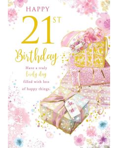 Female 21st Birthday Card. Age 21. 19x13cm