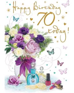 Happy Birthday 70 70th  Card For Female.  9x6 Inches (23x15 cm)