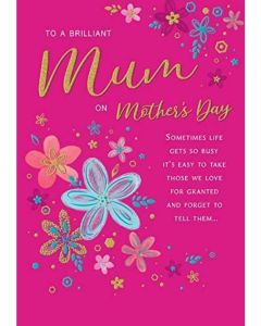 To A Brilliant Mum On Mother's Day Card. 23x15cm (9x6 Inches)