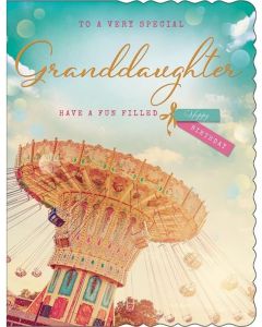 Granddaughter Birthday Card. Fairground Ride Design. 19x13cm