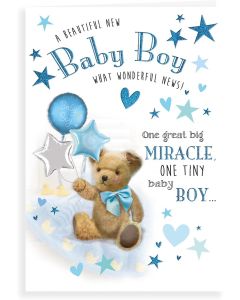 Birth of Baby Boy card - 9 x 6 inches