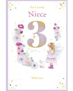 Niece Age 3 Birthday Card. 23x15cm