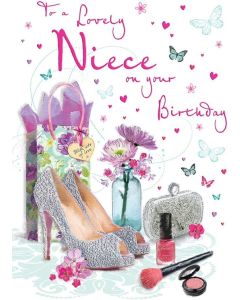 Piccadilly Greetings Regal Publishing C80186 Birthday Card Niece - 9 x 6 inches redgreybeigepeachpink