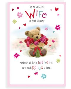 To My Gorgeous Wife Card. 23x15cm (9x6 Inches)