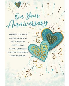On Your Anniversary Card. Modern Design. 23x15cm (9x6 Inches)