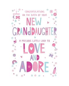 Birth Of Baby Granddaughter Card. 23x15cm 