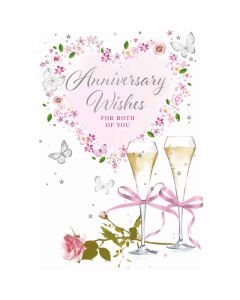 Anniversary Wishes For Both Of You Card. 19x13cm (8x6 Inches)