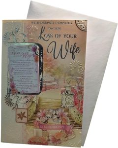 Wife Sympathy Card With Plastic Keepsake CArd. 23x15cm