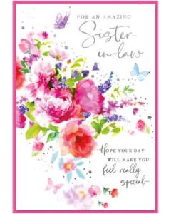 Sister-in-Law Birthday Card. 19x13cm