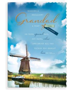 Grandad Birthday Card. Windmill Picture. 23x15cm
