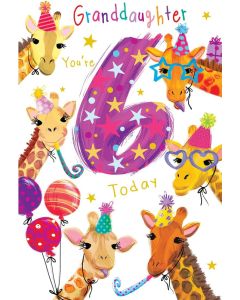 Granddaughter 6th Birthday Card. Age 6. 23x15cm