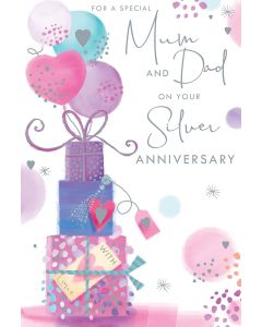 Mum Dad On Your Silver Anniversary Card 23x15cm