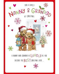For A Lovely Nanny and Grandad At Christmas Card. 23x15 (9x6 Inches)