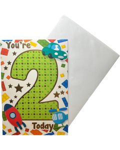 Age 2 Birthday Card For Boy. 19x13cm (8x6 Inches)