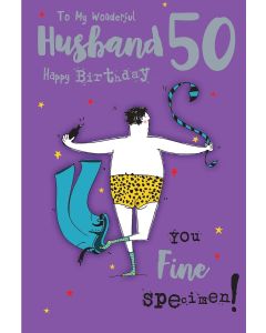Husband 50th Birthday Card. Humour Card. 23x15cm