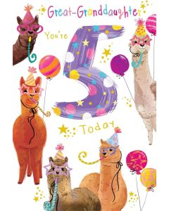 Great Granddaughter Age 5 Birthday Card. 5th Birthday. 23x15cm
