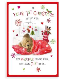 Baby's 1st Christmas Card. 23x15 cm (9x6 Inches)