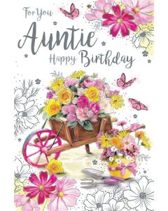 Auntie Birthday Card. Floral Design. 23x15cm