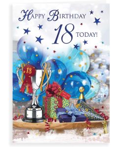 18 Today Birthday Card For Male. 23x15cm (9x6 Inches)
