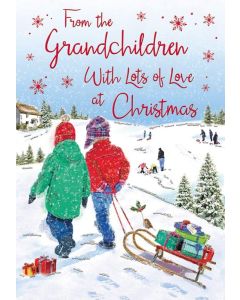 From The Grandchildren With Lots Of Love At Christmas Card. 23x15cm (9x6 Inches)