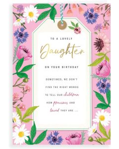 Daughter Birthday Card. Floral Design. 23x15cm