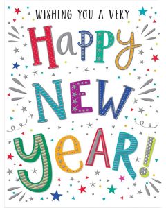 Dazzles Wishing You A Very Happy New Year Card. 19x13cm