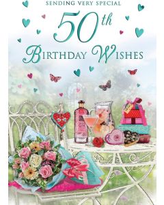 50th  Birthday Card For Female. 23x15cm