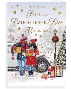 To A Special Son And Daughter-In-Law At Christmas Card. 23x15cm (9x6 Inches)