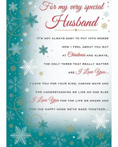 For My Very Special Husband Christmas Card. 23x15cm (9x6 Inches)