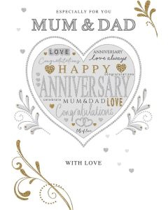 Mum & Dad Anniversary Card. 23x15cm