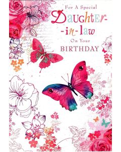 Daughter-in-Law Birthday Card - Butterflies 19x13cm