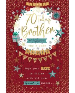 Brother 70th Birthday Card. Age 70. 23x15cm