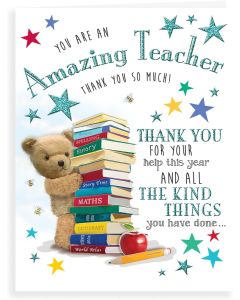 Thank You Teacher Card. Amazing Teacher. 19x13cm