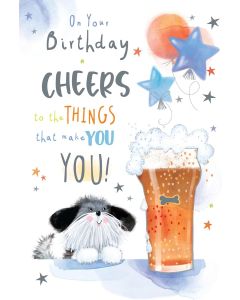 On Your Birthday Cheers Male Card. 19x13cm