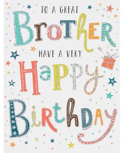 Dazzles Birthday Card For Brother. 8x6 Inches (19x13cm)