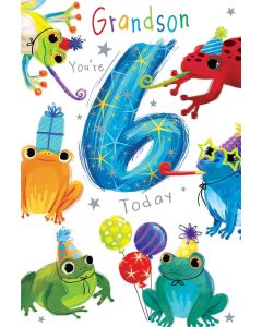 Grandson Age 6 Birthday Card. 23x15cm