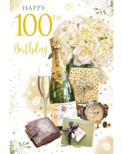 Male 100th Birthday Card. 23x15cm