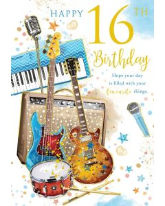 Boys 16th Birthday Card. Age 16. 21x14cm