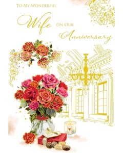 Wife On Our Anniversary Card. 23x15cm