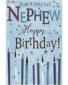 Nephew Birthday Card. Candle Design. 19x13cm