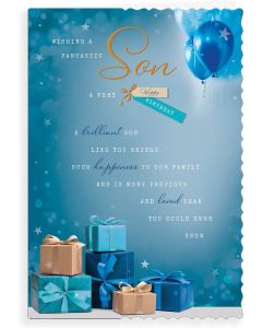 Wishing A Fantastic Son A Very Happy Birthday Card. 9x6 Inches (23x15 cm)