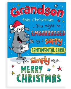 Grandson This Christmas. Humour Card. 23x15cm (9x6 Inches)