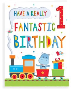 Boys Age 1 Birthday Card. 1st Birthday. Train Design. 19x13cm