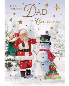 Dad Christmas Card. Picture of Santa. 9x6 Inches (23x15cm)