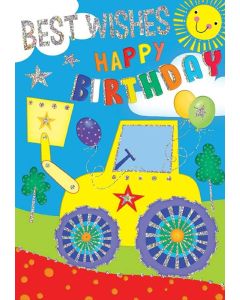 Tractor Birthday Card For Boy. Any Age. 19x13cm