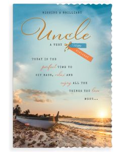 Uncle Birthday Card. Beach Scene. 23x15cm