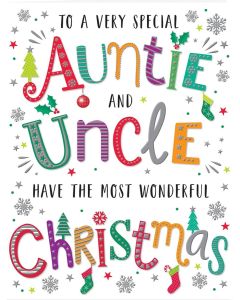 Dazzles To Auntie and Uncle Wonderful Christmas Card. 19x13cm