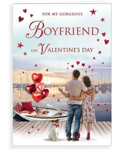 Traditional Valentines Day Card Boyfriend. 9 x 6 inches (23x15cm)
